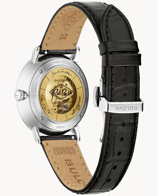 Black Dial Leather Strap Rat Pack 96B406 Bulova